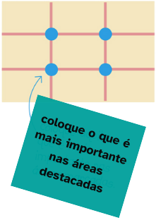 Ilustração de um jogo da velha com as interseções entre as linhas marcadas em destaque.